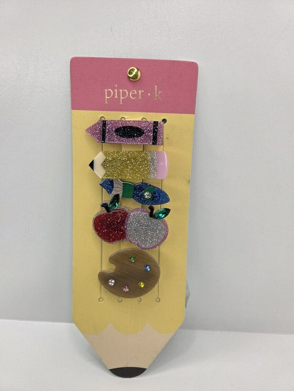 ✨️▪️Piper K ▪️Glitter School Pencil & Fruit Hair Clips - Set Of 5
